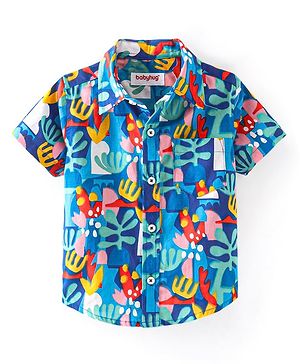 Babyhug 100% Cotton Half Sleeves Shirt Abstract Print - Blue