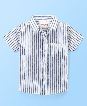 Babyhug 100% Cotton Half Sleeves Striped Shirt - White