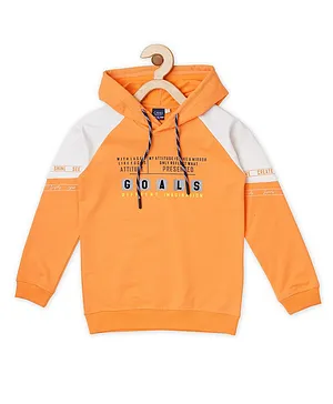 CAVIO Raglan Full Sleeves Text Printed Hooded Tee - Maroon