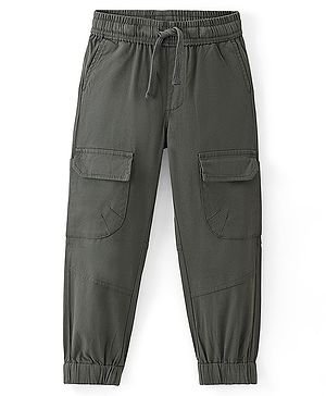Pine Kids Cotton Elastane Woven   Full Length Jogger -Olive Green