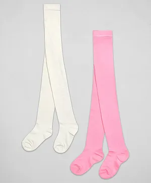 The Sandbox Clothing Co Pack Of 2 Pair Solid Stockings - Pink & Off White