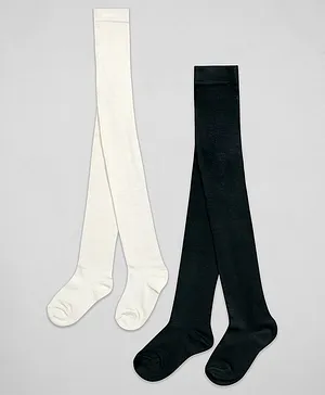 The Sandbox Clothing Co Pack Of 2 Pair Solid Stockings - Black & Off White