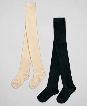 The Sandbox Clothing Co Pack Of 2 Pair Solid Stockings - Black & Skin
