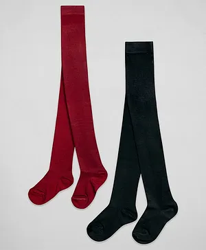 The Sandbox Clothing Co Pack Of 2 Pair Solid Stockings - Black & Maroon