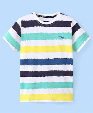 Pine Kids Cotton Knit Half Sleeves Striped T-Shirt - Multicolour