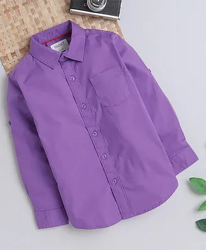 MANET Full Sleeves  Solid Shirt - Violet