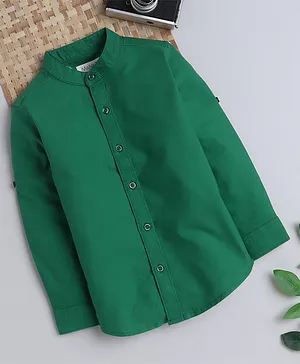 MANET Full Sleeves Solid Shirt - Green