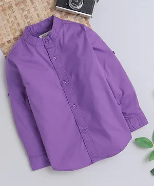 MANET Full Sleeves Solid Shirt - Violet