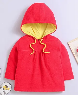 Nino Bambino 100% Polyester Full Sleeves Solid Hoodie - Red