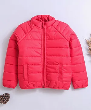 Nino Bambino 100% Polyester Full Sleeves Solid Quilted Jacket - Red