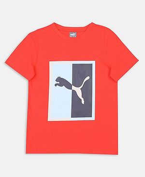 PUMA Half Sleeves Brand Name Placement Printed Tee - Grenadine Red