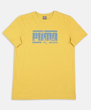 PUMA Half Sleeves Brand Name Placement Printed Tee - Bamboo Yellow