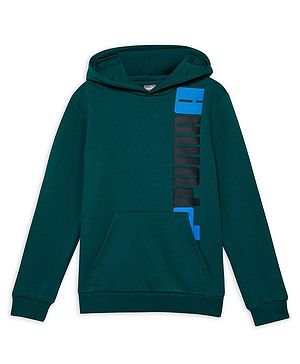 PUMA Full Sleeves Placement Brand Name Printed Sweatshirt -  Malachite Green