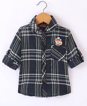 Rikidoos Full Sleeves Tartan Checked Shirt - Navy Blue