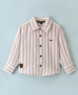 Trendy Cart Full Sleeves Striped Detailed Shirt -Khaki