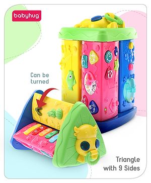 Babyhug Premium Colorful Learning Pyramid with Interactive Play for Babies| Multi Activity Musical Toy with Light, Animal Sound for Toddlers| Fun Educational Toy for 0 to 24 Months Baby| BIS Certified