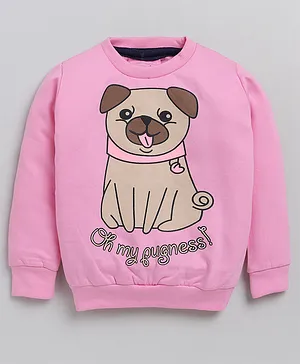 Little Marine Full Sleeves Placement Pug Printed Sweatshirt - Pink