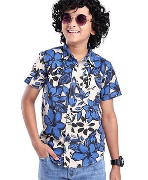Pine Kids Cotton Woven Half Sleeves Shirt Floral Print - Multicolour