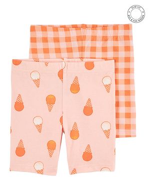 Carter's Checks & Ice Cream Printed Shorts Pack of 2 - Pink
