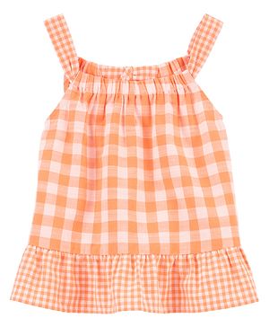 Carter's Sleeveless Checks Top - Orange