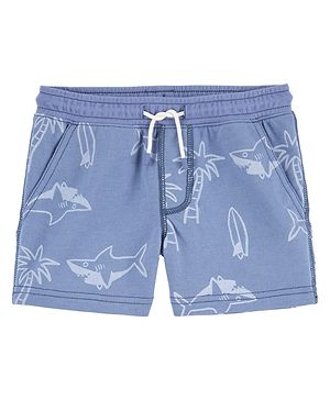 Carter's Knit Sharks Printed Shorts - Blue