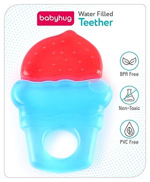 Babyhug Ice Cream Shaped Water Filled Teether- Red and Blue