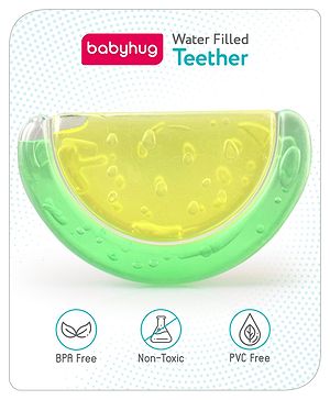 Babyhug Watermelon Shaped Water Filled Teether- Yellow and Blue| BPA Free Teething Toy| Soothing Gums| 100% Food Grade | Easy to Clean| Easy to Grasp| PVC Free
