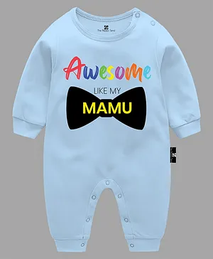 The Peppy Tend Unisex Full Sleeves Awesome Like My Mamu Text Printed Romper - Blue