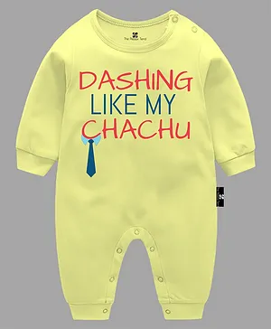 The Peppy Tend Family Theme Full Sleeves Dashing Like My Chachu Printed Unisex Romper - Yellow
