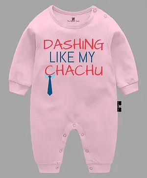 The Peppy Tend Family Theme Full Sleeves Dashing Like My Chachu Printed Unisex Romper - Pink