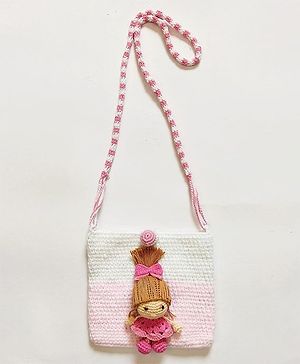 HAPPY THREADS Crochet Handcrafted Doll Detailed Sling Back - Pink