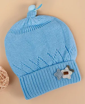 Baby Moo Star Breathable Beanie Warm Knitted Woollen Cap - Blue