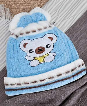 Baby Moo Koala Detailed Breathable Knitted Woollen Beanie Cap - Blue