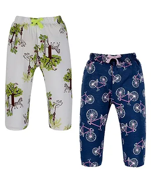 3PIN Pack Of 2 Placement Cycle & Tree Printed  Joggers - Blue & White