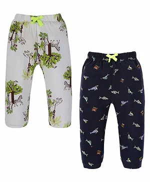 3PIN Pack Of 2 Tree & Birds Printed  Joggers - Black &  White