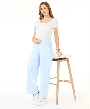 Bella Mama Full Length High Coverage Rib Knit Pant - Blue