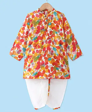 Babyhug 100% Cotton Woven Full Sleeves Kurta & Pyjama Set With Kite Print -White