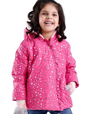 Babyhug Full Sleeves Hoodie Stars Printed - Pink
