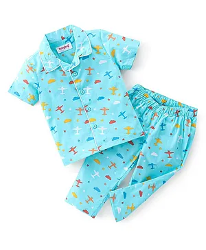 Pure Satin Silk Twins nightwear night suit night dress pajamas night for  kids baby girl (Navy Blue)
