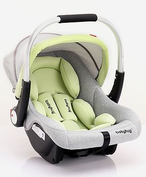 Babyhug Onyx Elite Car Seat cum Carry Cot with Rocking Base and aluminium handle - Grey & Green