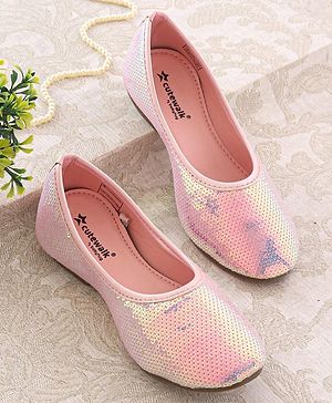 Cute Walk by Babyhug Slip On Mojaris with Sequins Detailing - Pink