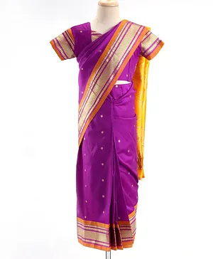 Bhartiya Paridhan Silk Saree With Half Sleeves Blouse - Purple