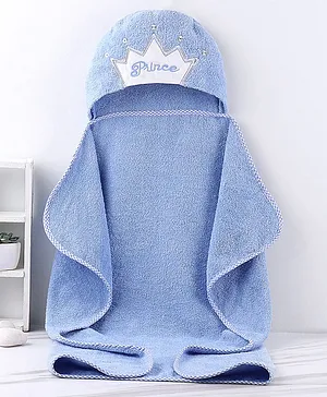Babyhug Woven Terry Hooded Towel L 76.2 x B 76.2 cm - Blue