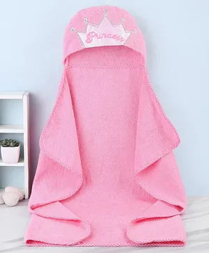 Babyhug Woven Terry Hooded Towel Princess Print L 76.2 x B 76.2 cm - Pink