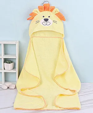 Babyhug Terry Woven Hooded Towel with Tiger Design L 76  x B 76 cm - Yellow