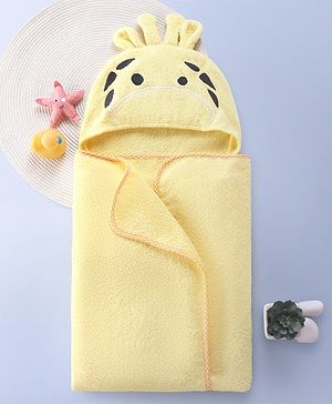 Babyhug  Woven Terry Hooded Towel with Applique L 76.2 x B 76.2 cm - Yellow