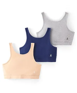 Pine Kids Solid Colors Sports Bra Pack of 3- Multicolor