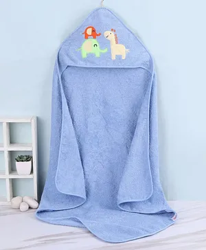 Babyhug Woven Terry Hooded Towel L 76.2 x B 76.2 cm - Blue