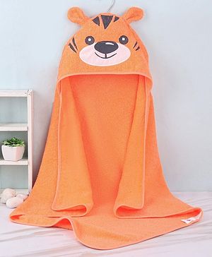 Babyhug Terry Woven Hooded Towel with Tiger Design 76.2x76.2 cm - Orange