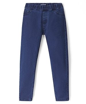 Pine Kids Cotton Ankle Length Stretchable Jeggings - Dark Blue